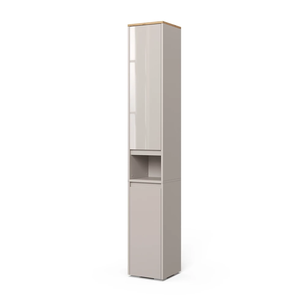 Badschrank in Cashmere auf weißem Hintergrund