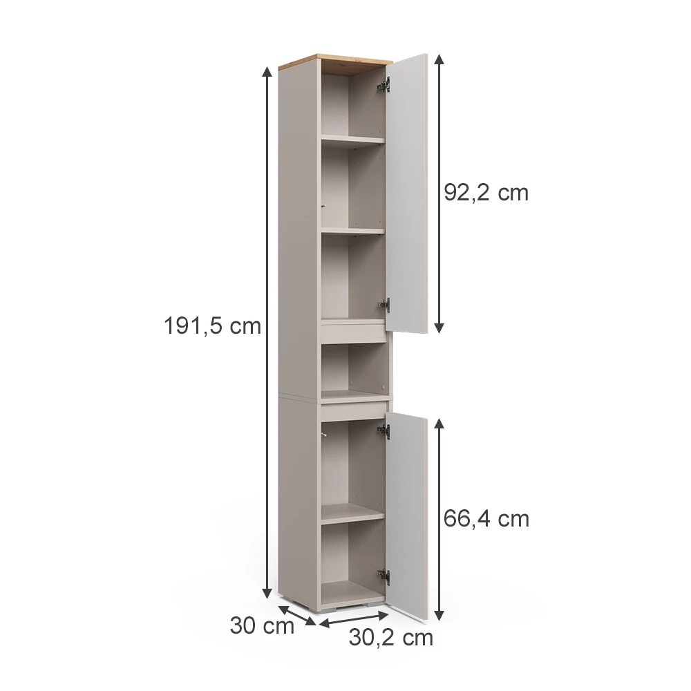 Badschrank in Cashmere auf weißem Hintergrund