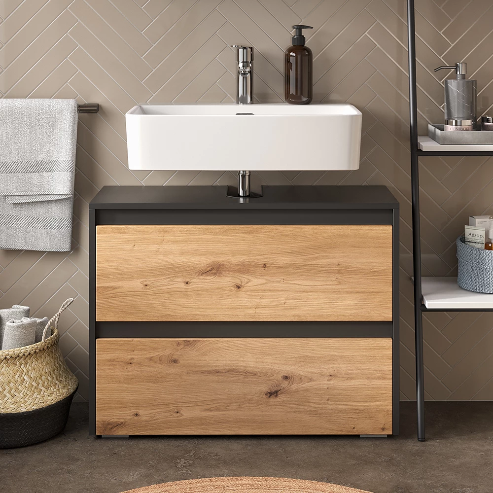 Mobile sottolavabo per bagno in Artigiano shown in ambient setting with decoration