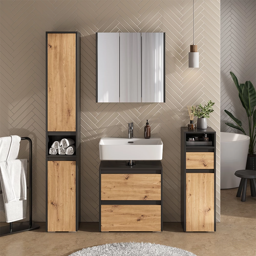 Set di mobili da bagno Majest Antracite/Artisan 3 parti Vicco