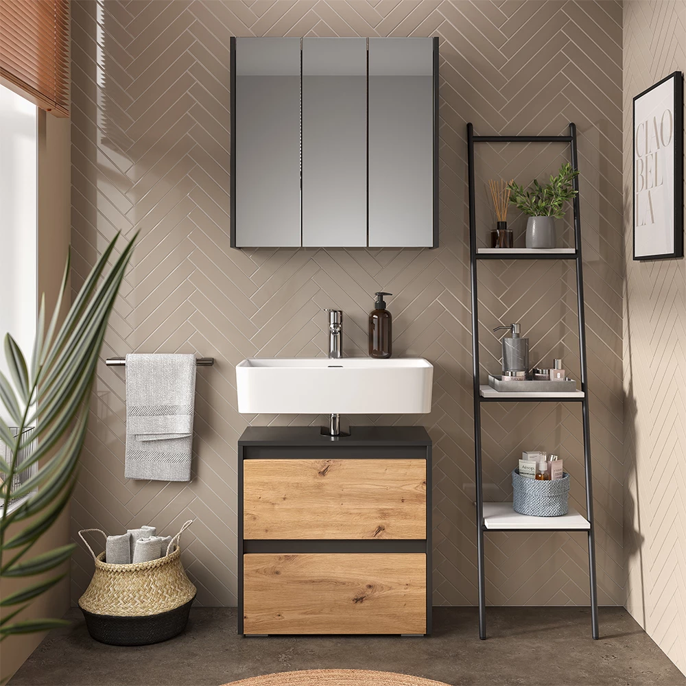 Set di mobili da bagno in Artigiano shown in ambient setting with decoration