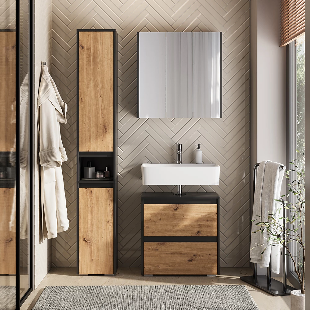 Set di mobili da bagno in Artigiano shown in ambient setting with decoration