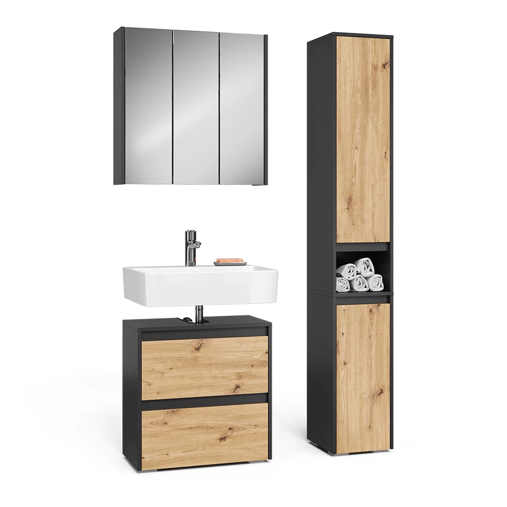 Set di mobili da bagno in Artigiano on white background with decorative elements