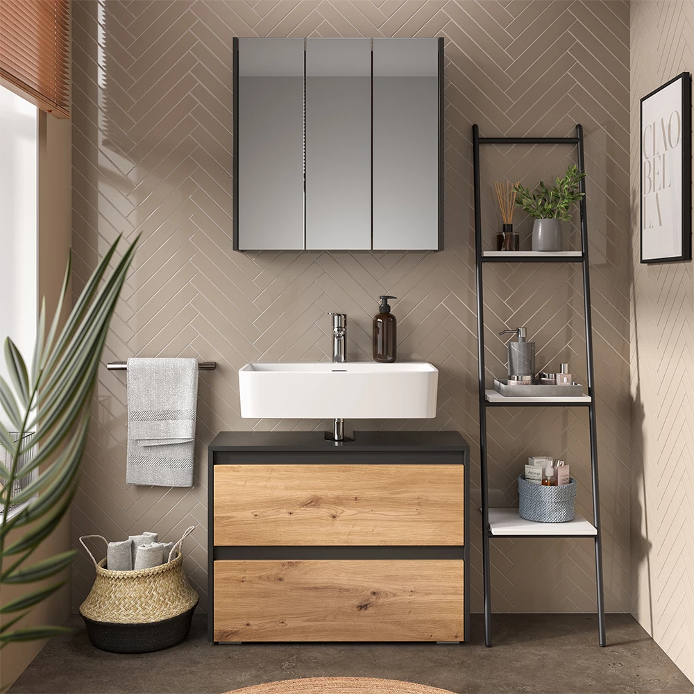 Set di mobili da bagno in Artigiano shown in ambient setting with decoration