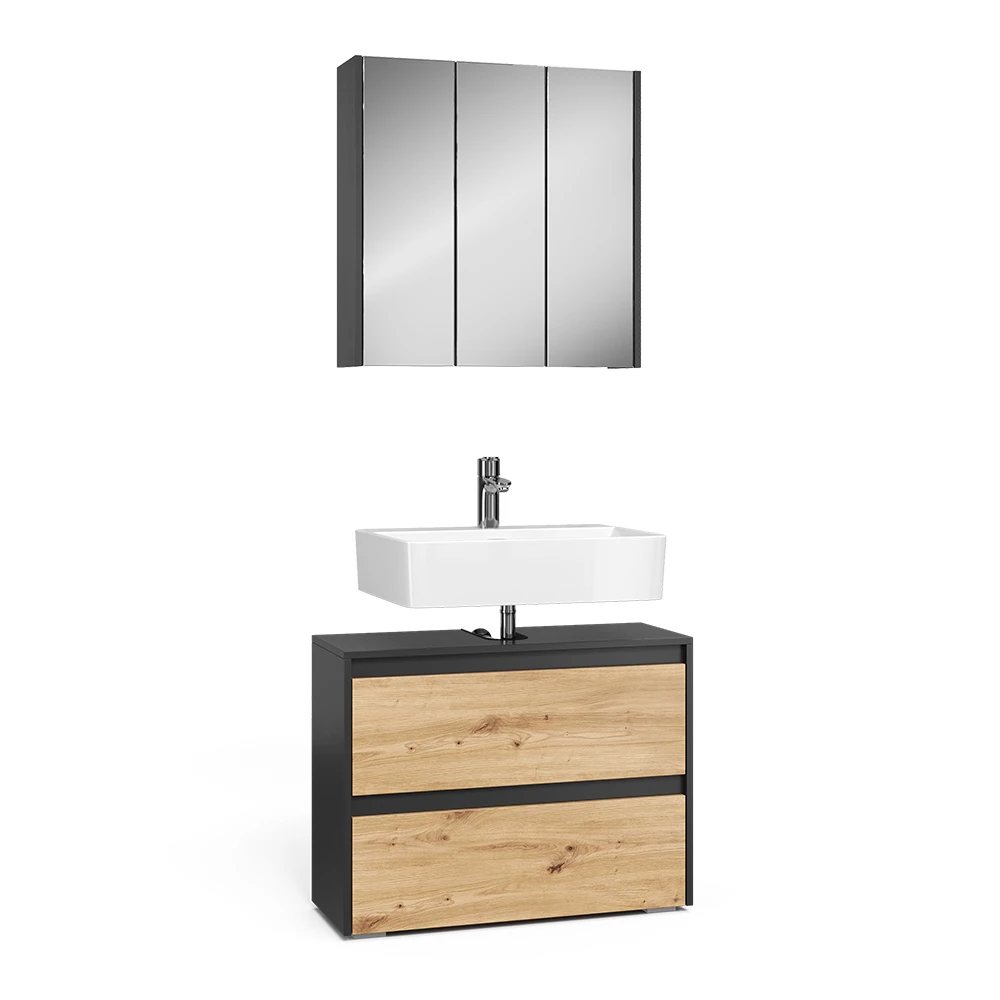 Set di mobili da bagno in Artigiano on white background with decorative elements