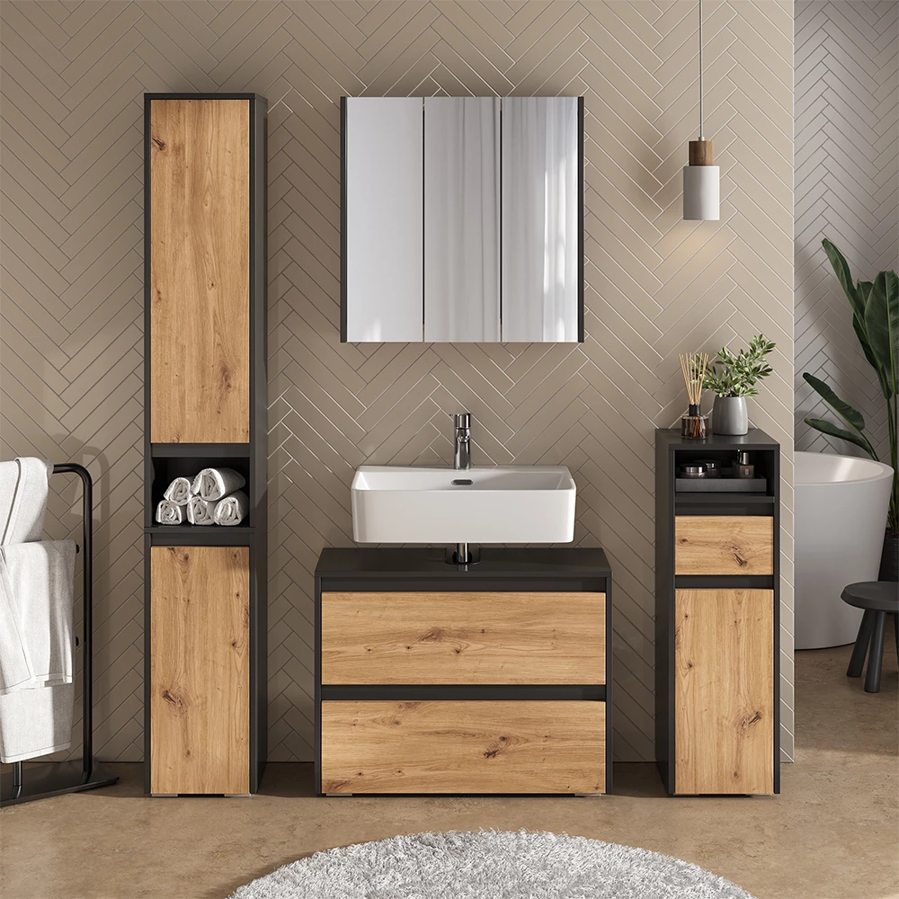 Set di mobili da bagno in Artigiano shown in ambient setting with decoration