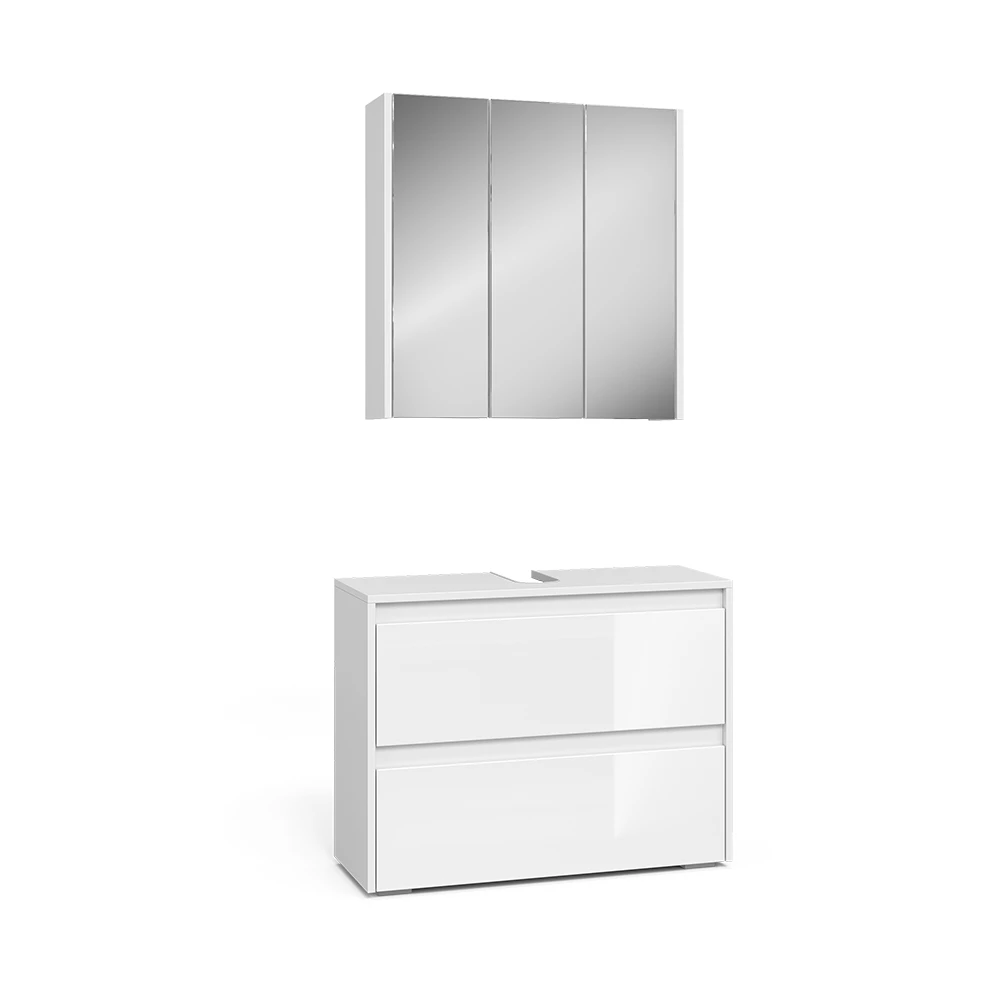 Badkamermeubelset in Wit Hoogglans on white background