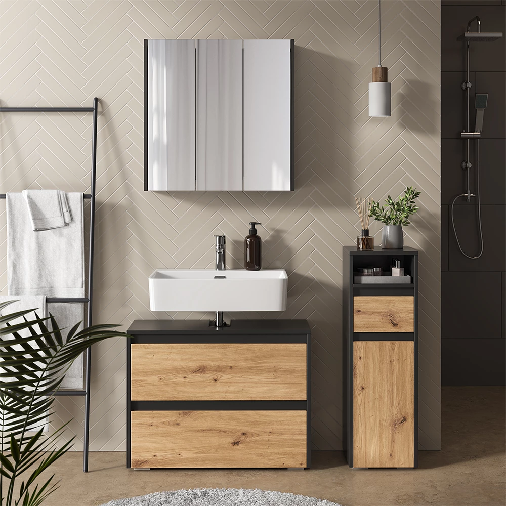 Set di mobili da bagno in Artigiano shown in ambient setting with decoration