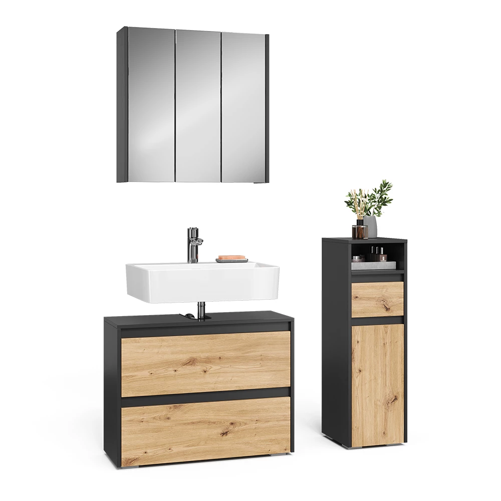 Set di mobili da bagno in Artigiano on white background with decorative elements