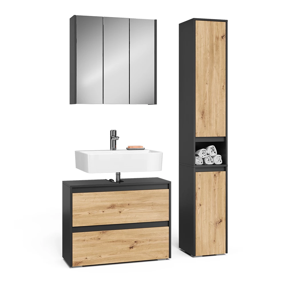 Set di mobili da bagno in Artigiano on white background with decorative elements