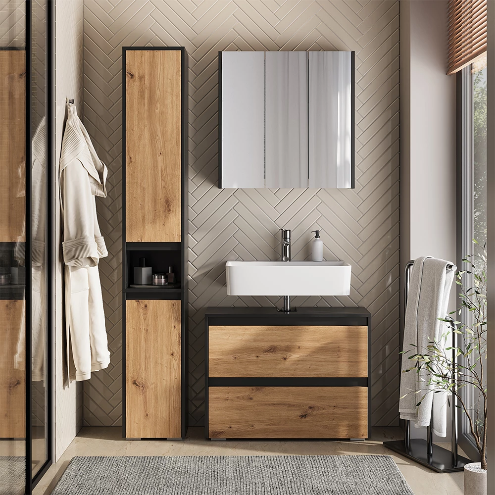 Set di mobili da bagno in Artigiano shown in ambient setting with decoration
