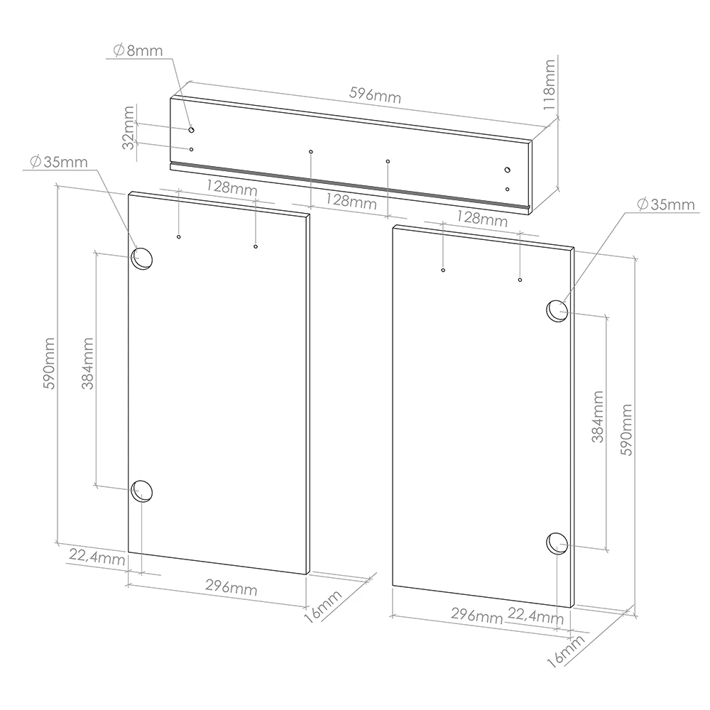 Keukenfront in Antraciet Hoogglans on white background