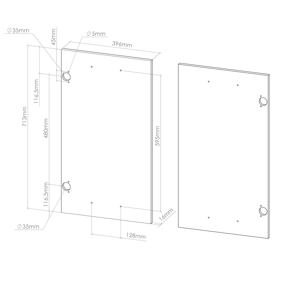 Küchenfront in Weiß Hochglanz auf weißem Hintergrund