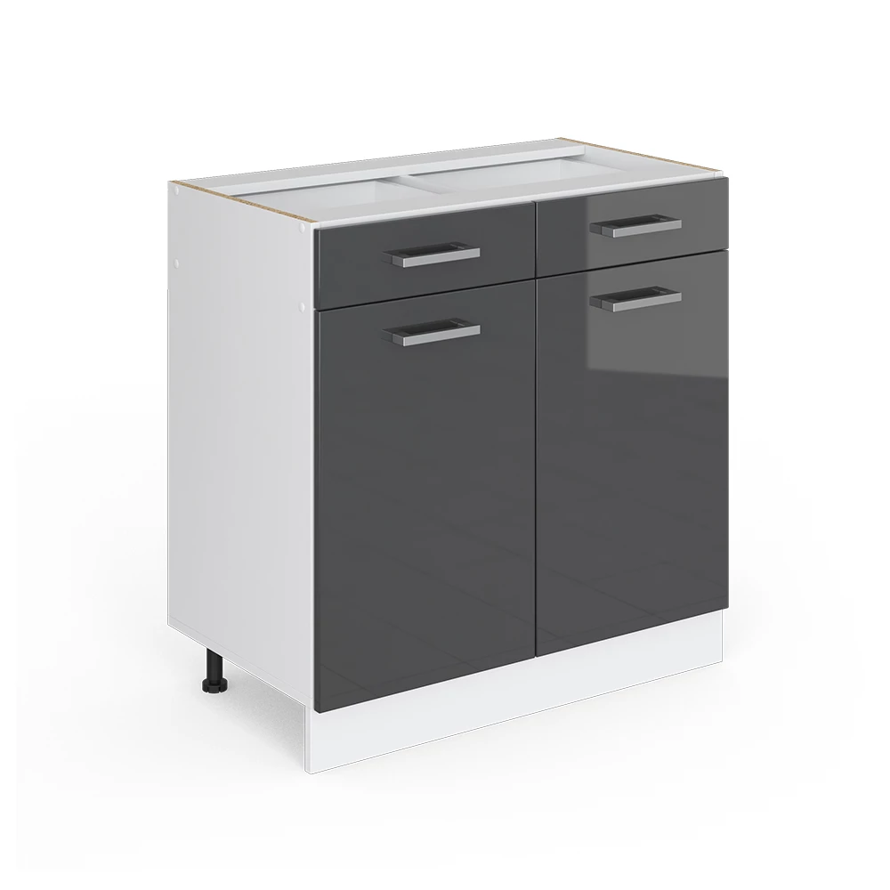 Keukenfront in Antraciet Hoogglans on white background with decorative elements