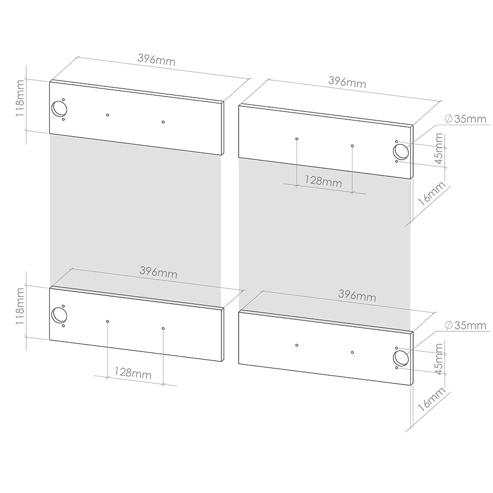 Frente de cocina en Blanco alto brillo sobre fondo blanco