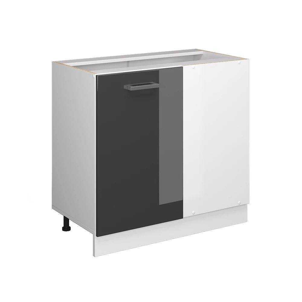 Façade de cuisine en Anthracite Haute brillance sur fond blanc avec des éléments décoratifs