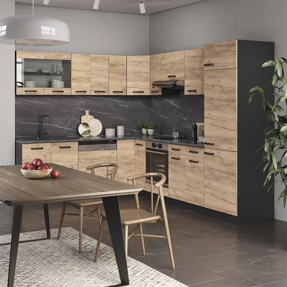 Façade de cuisine R-Line Chêne de force doré 59.6x70.4cm façade de meuble pour meuble bas à tiroirs Vicco