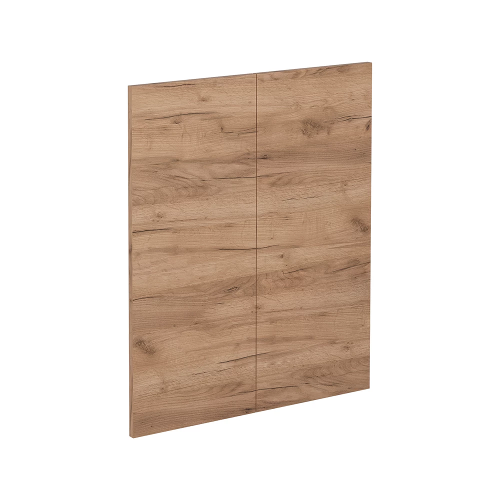 Frente de cocina en Roble dorado sobre fondo blanco