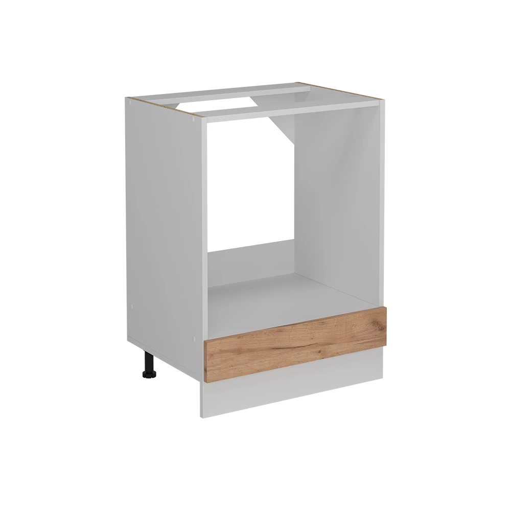 Façade de cuisine en Chêne de force doré sur fond blanc avec des éléments décoratifs