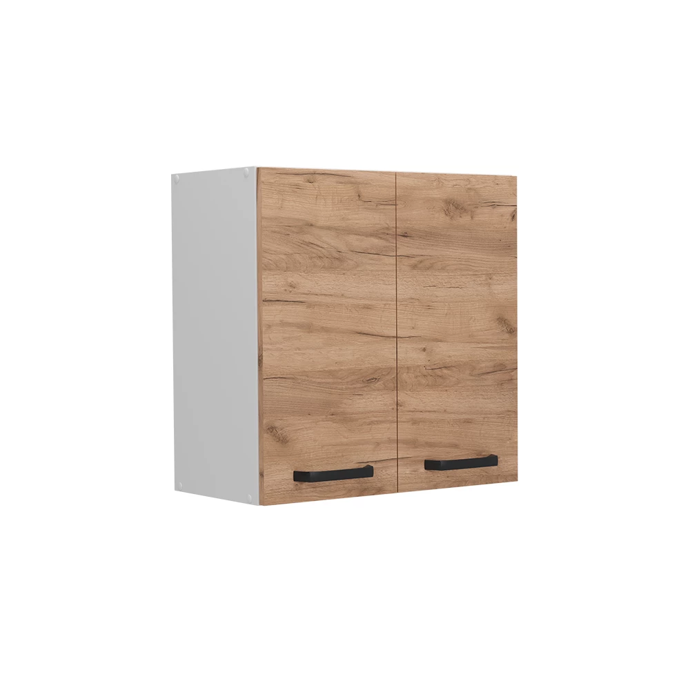 Façade de cuisine en Chêne de force doré sur fond blanc avec des éléments décoratifs