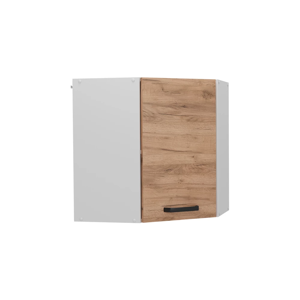 Façade de cuisine en Chêne de force doré sur fond blanc avec des éléments décoratifs