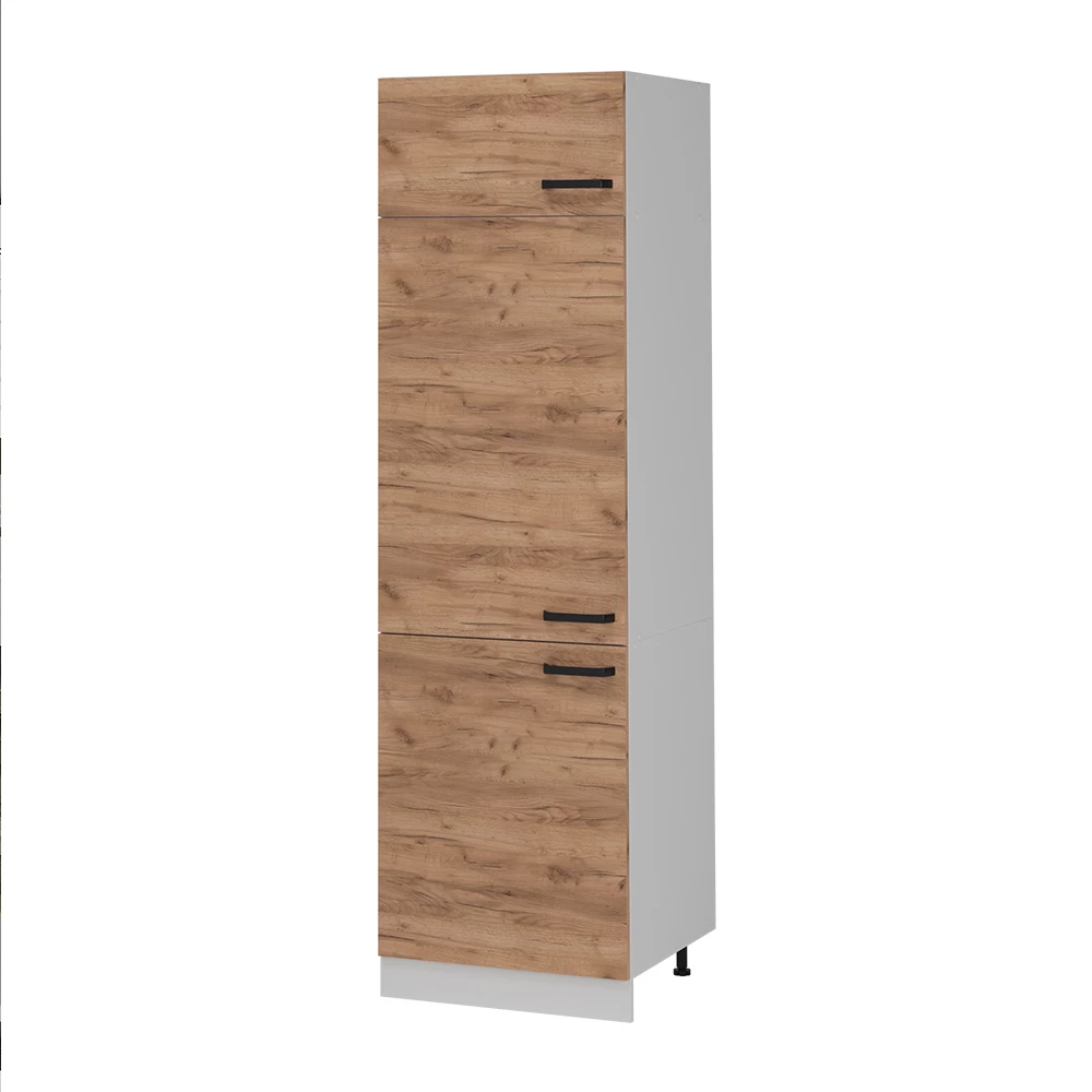 Façade de cuisine en Chêne de force doré sur fond blanc avec des éléments décoratifs
