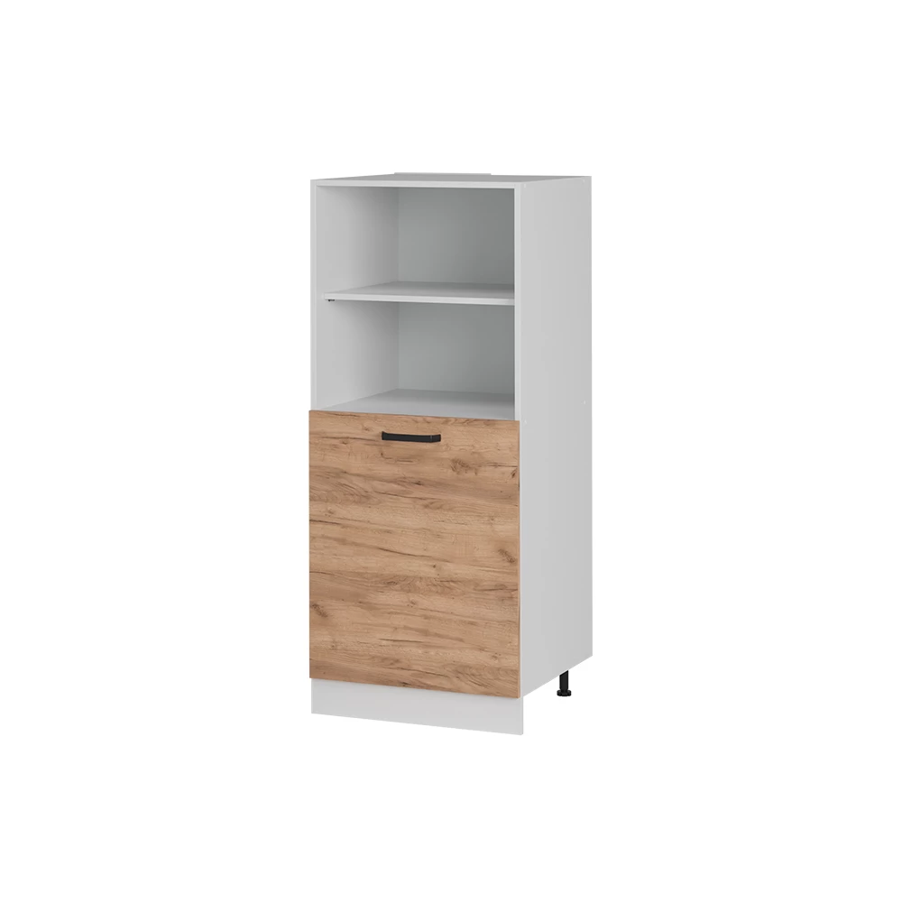Keukenfront in Krachtige eik goud on white background with decorative elements