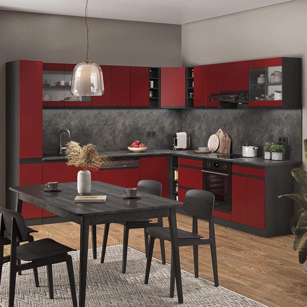 Façade de cuisine R-Line Rouge 59.6x70.8cm façade de meuble pour meuble bas à tiroirs Vicco
