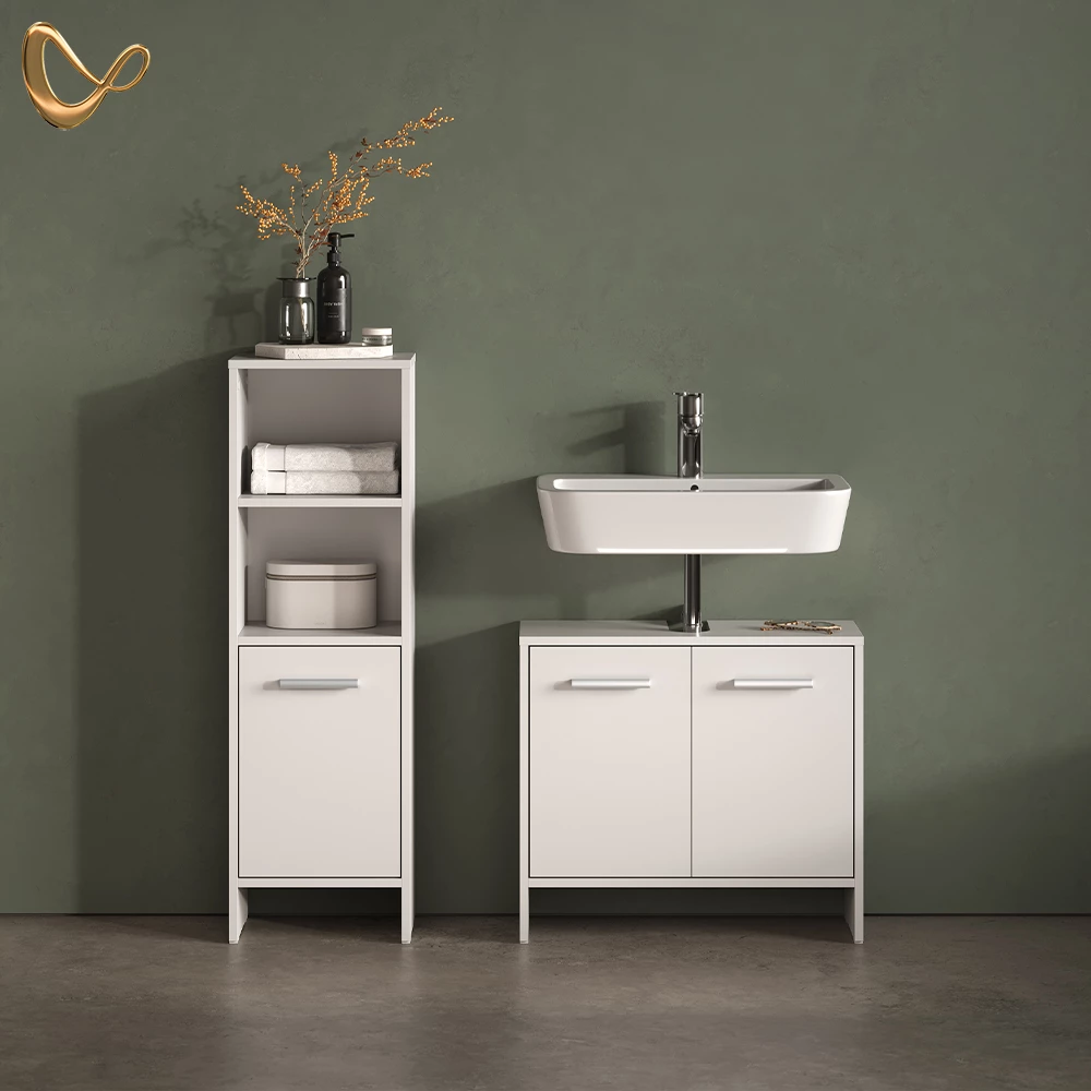 Badezimmermöbel-Set Amalfi Weiß 2 Teile livinity®