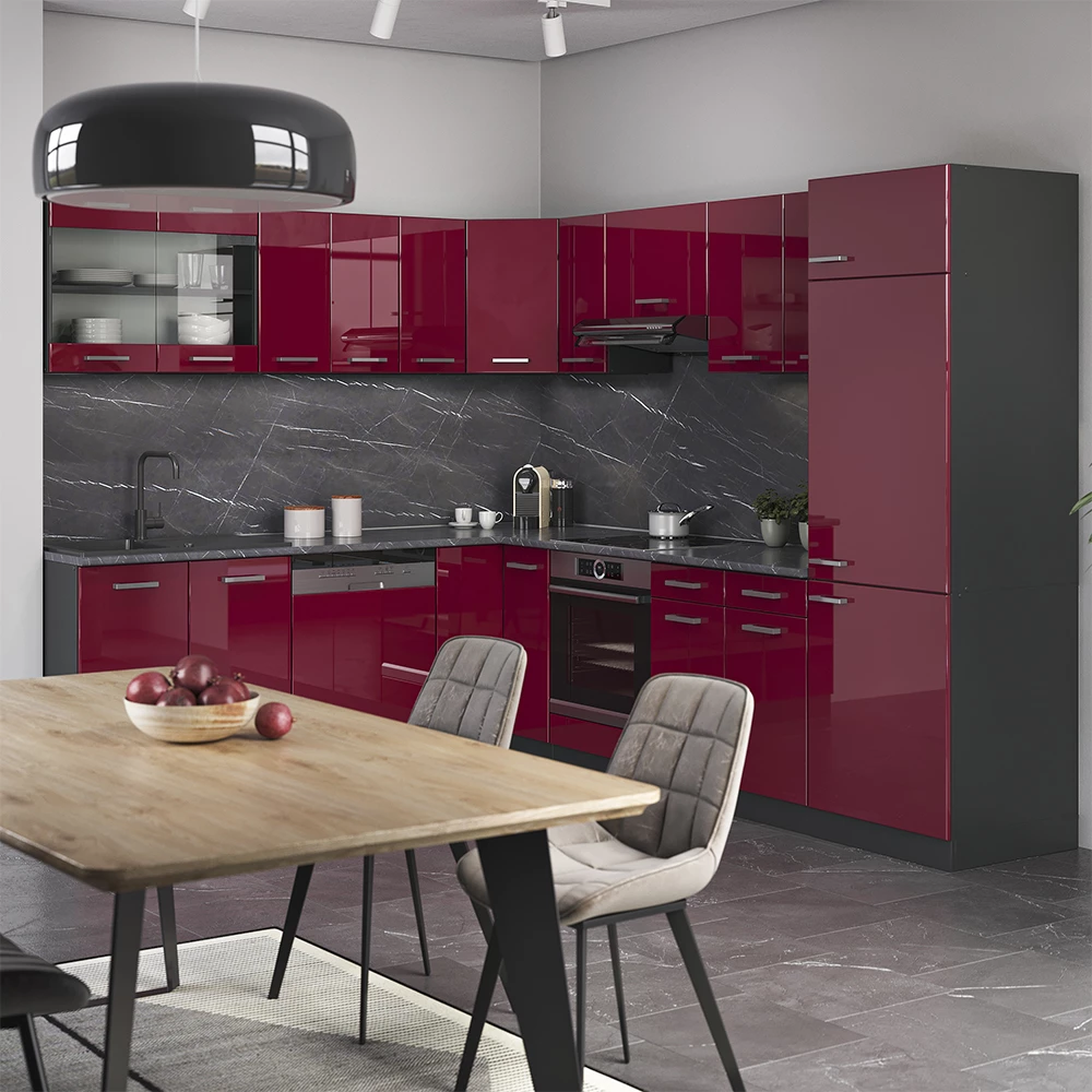 Façade de cuisine R-Line Rouge brillant 79.2x70.8cm façade de meuble pour meuble bas à tiroirs Vicco
