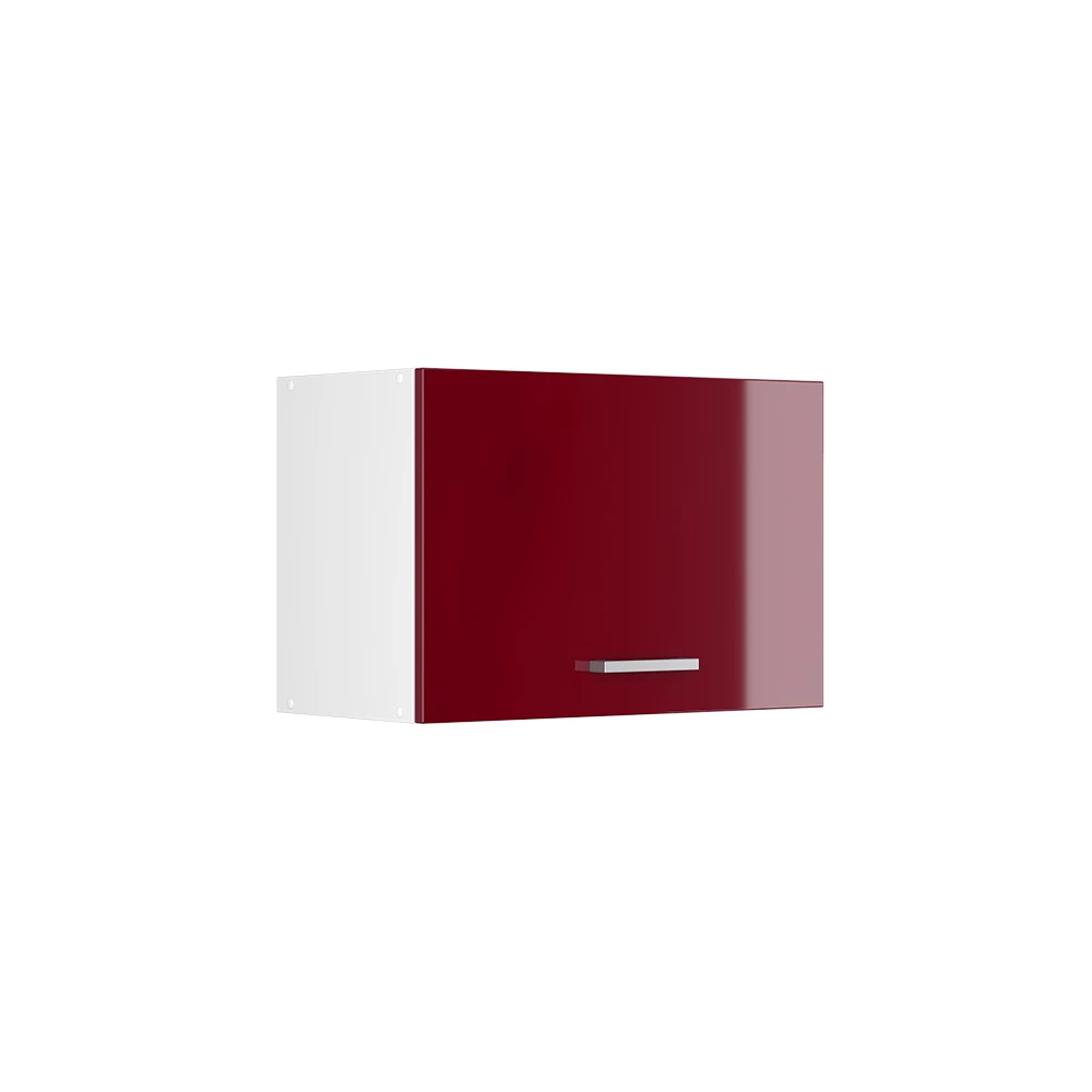 Keukenfront in Rode hoogglans on white background with decorative elements