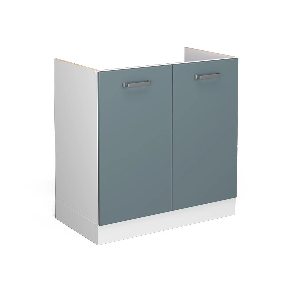 Keukenfront in Blauw-grijs on white background with decorative elements