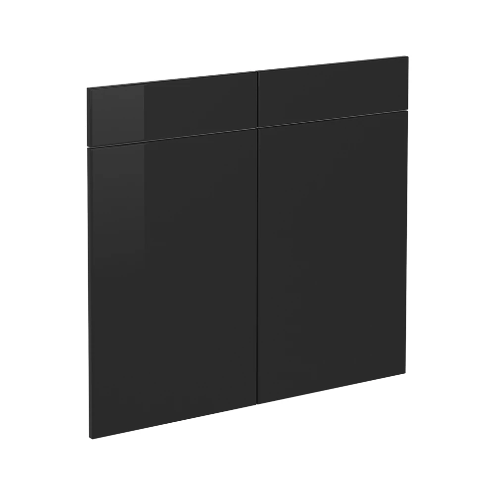 Keukenfront in Zwart hoogglans on white background