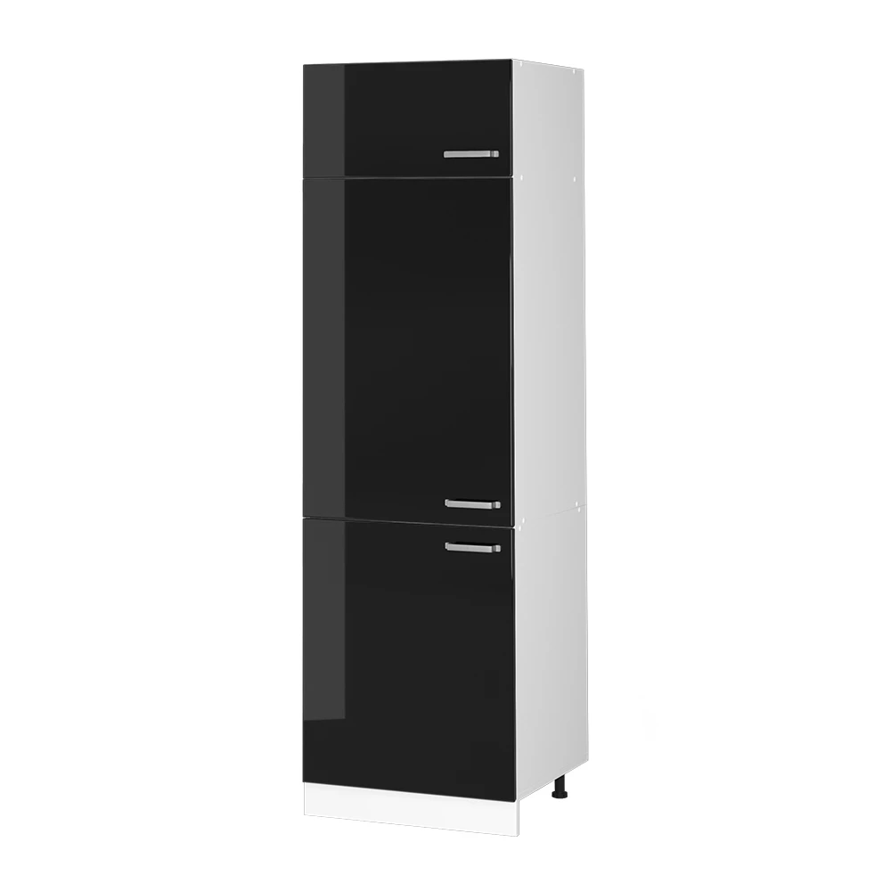 Keukenfront in Zwart hoogglans on white background with decorative elements