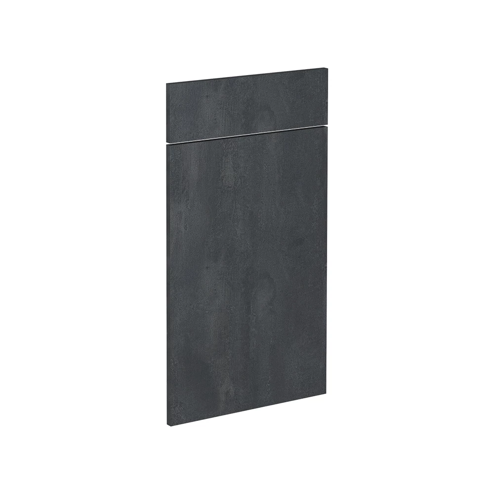 Küchenfront in Schwarz Beton auf weißem Hintergrund