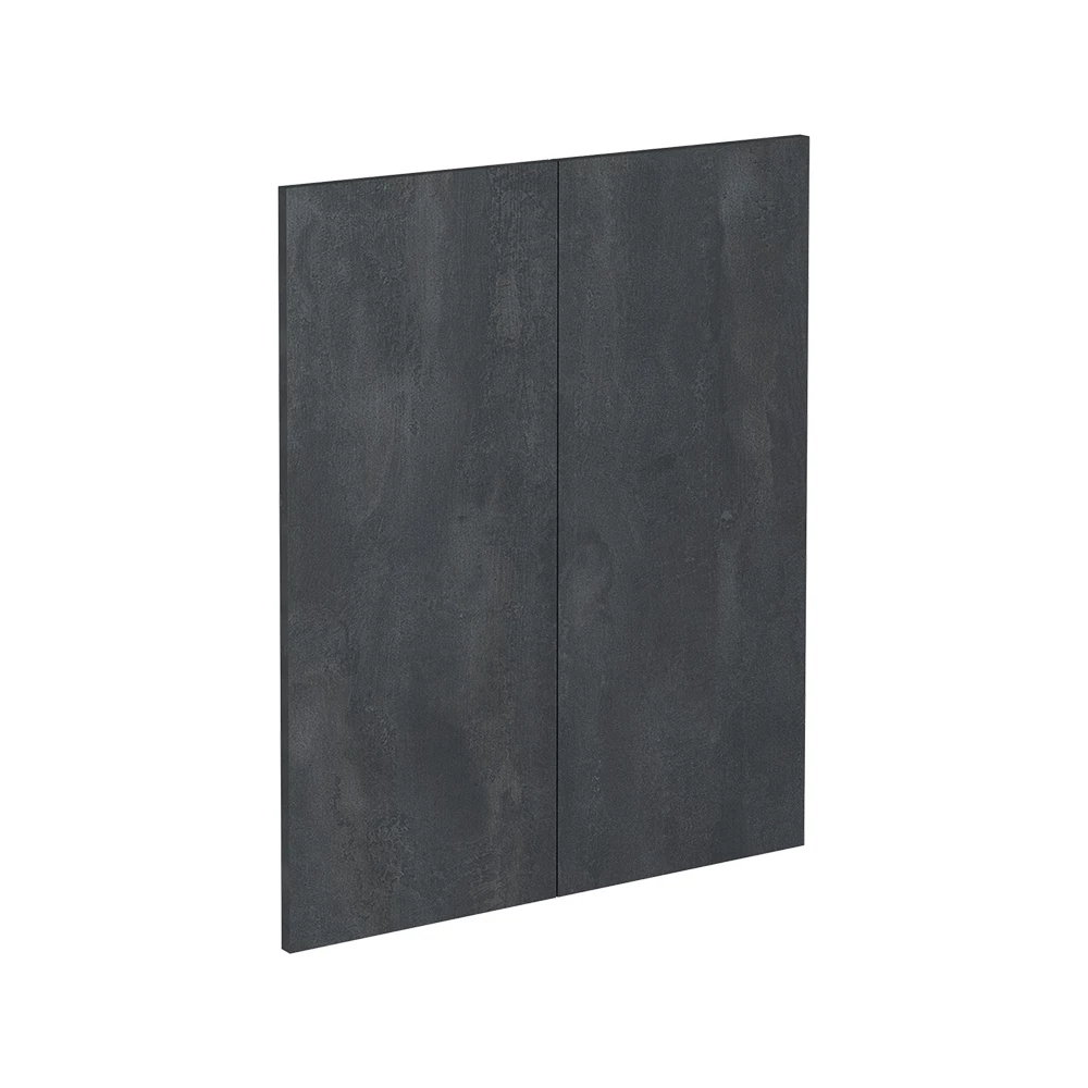 Küchenfront in Schwarz Beton auf weißem Hintergrund