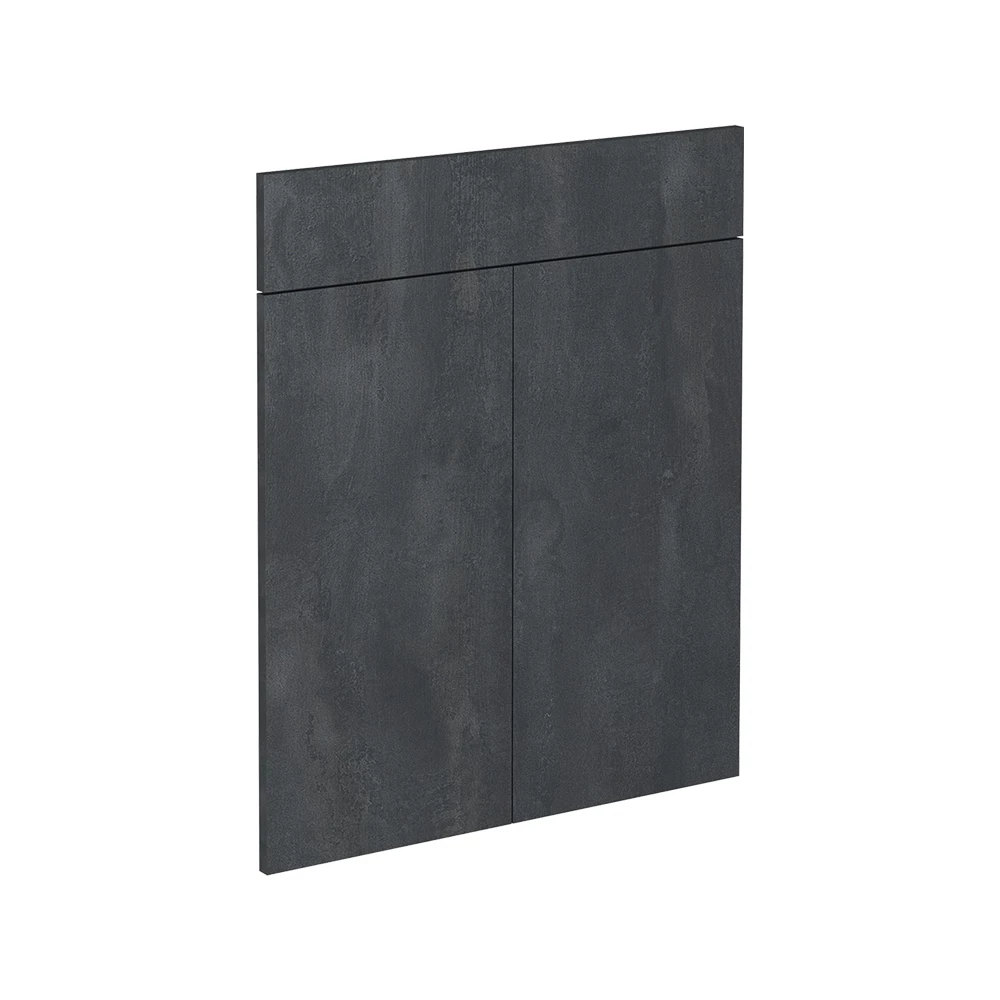Küchenfront in Schwarz Beton auf weißem Hintergrund