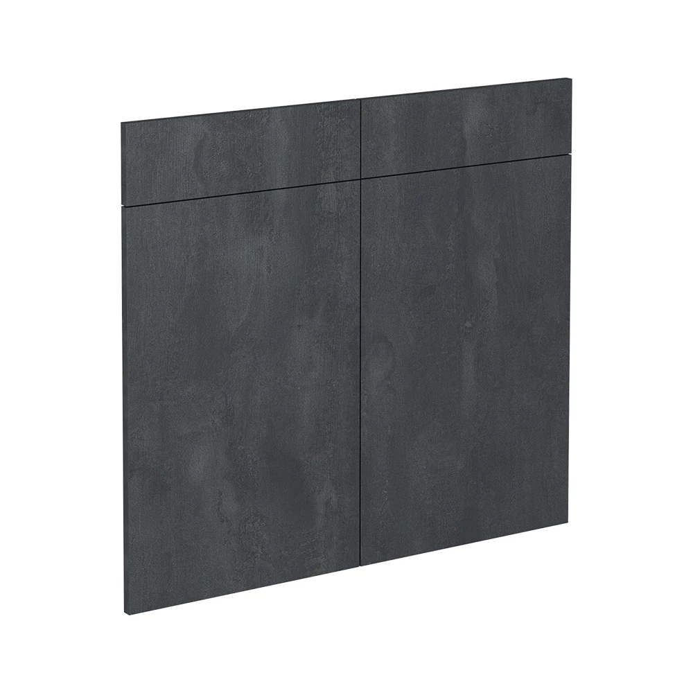 Küchenfront in Schwarz Beton auf weißem Hintergrund