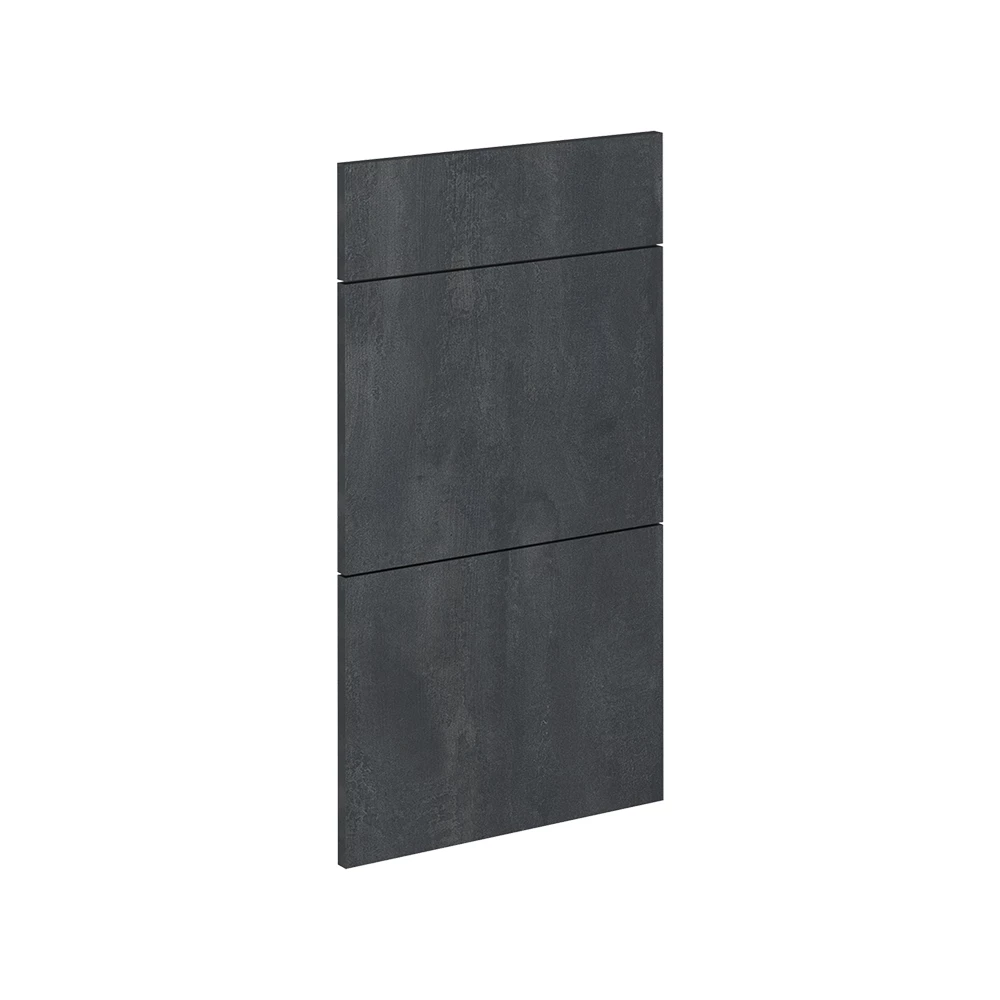 Küchenfront in Schwarz Beton auf weißem Hintergrund