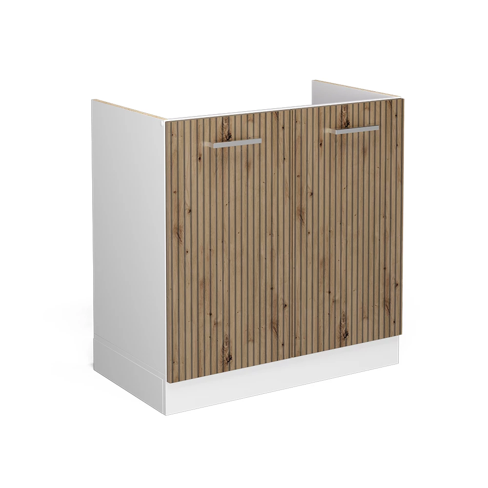 Keukenfront in Artisanaal eiken on white background with decorative elements
