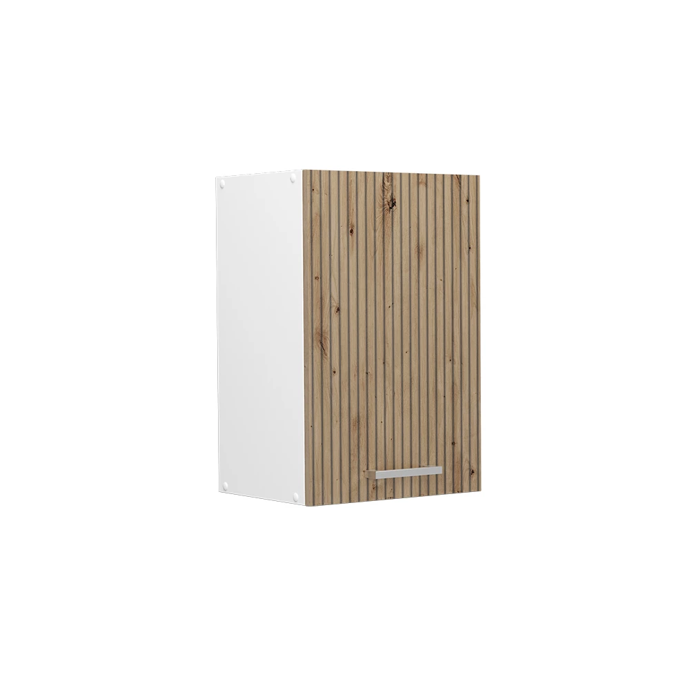 Keukenfront in Artisanaal eiken on white background with decorative elements