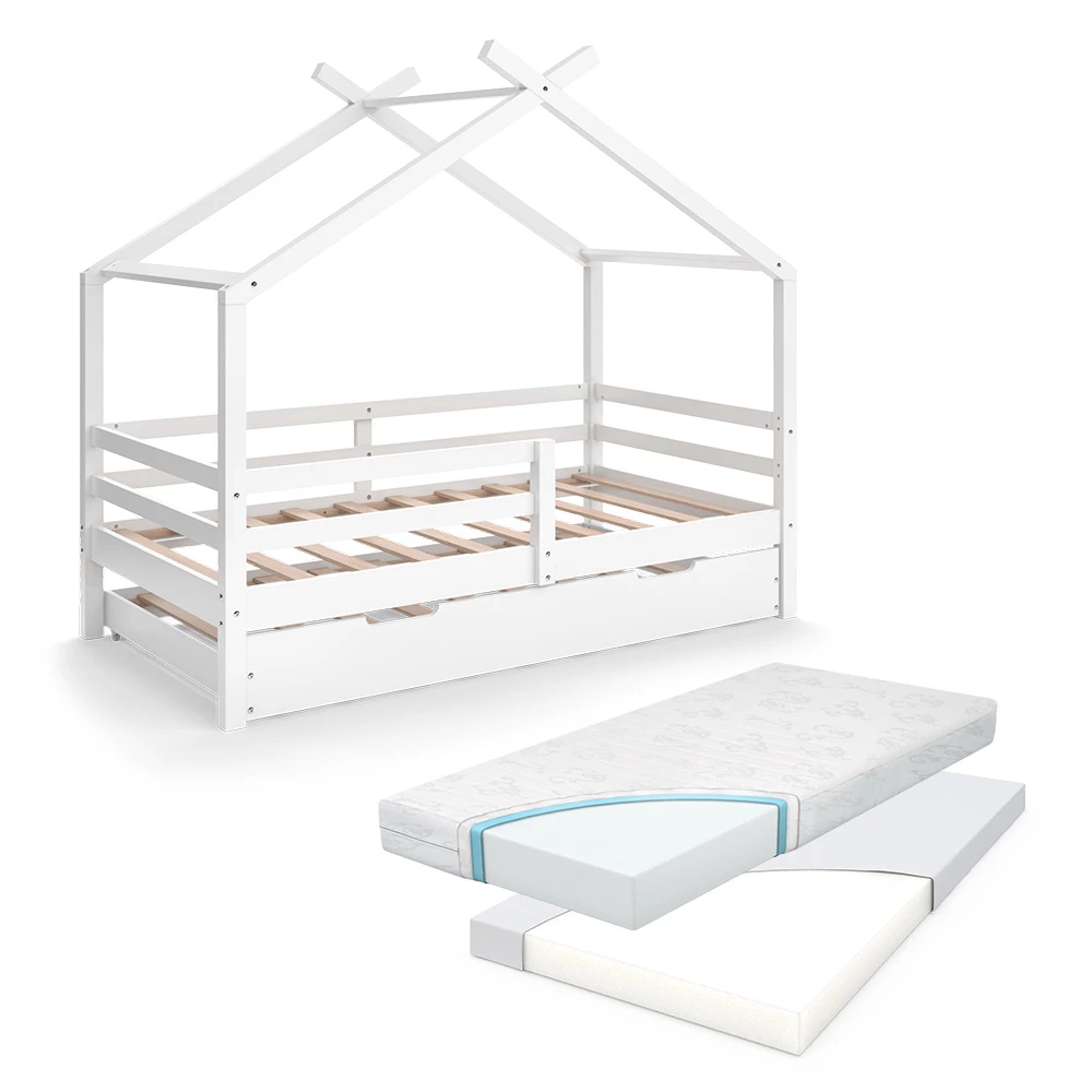 Hausbett in Weiß auf weißem Hintergrund