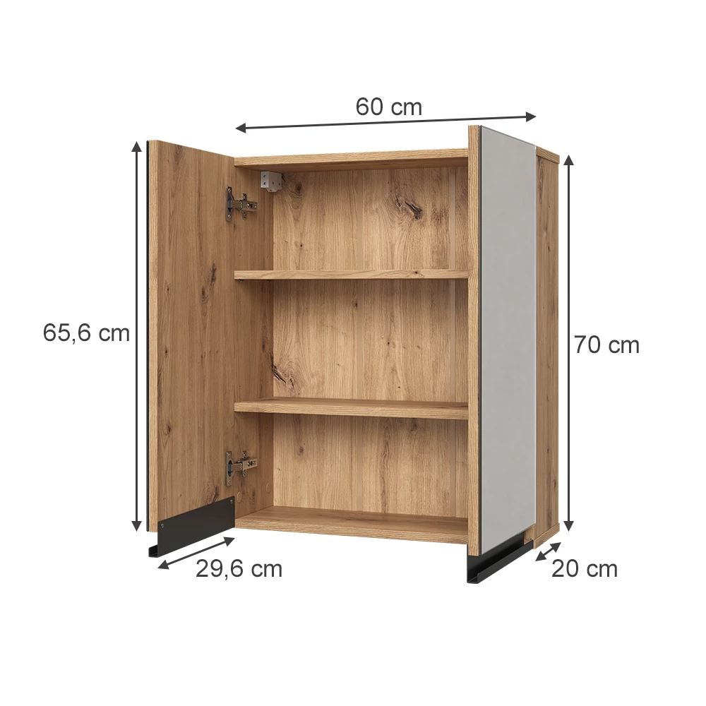 Badspiegelschrank in Artisan auf weißem Hintergrund