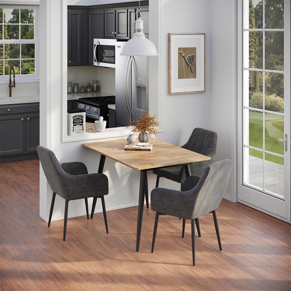 Esstisch Beaver Goldkraft Eiche/Schwarz 120 x 80 cm ausziehbar Vicco