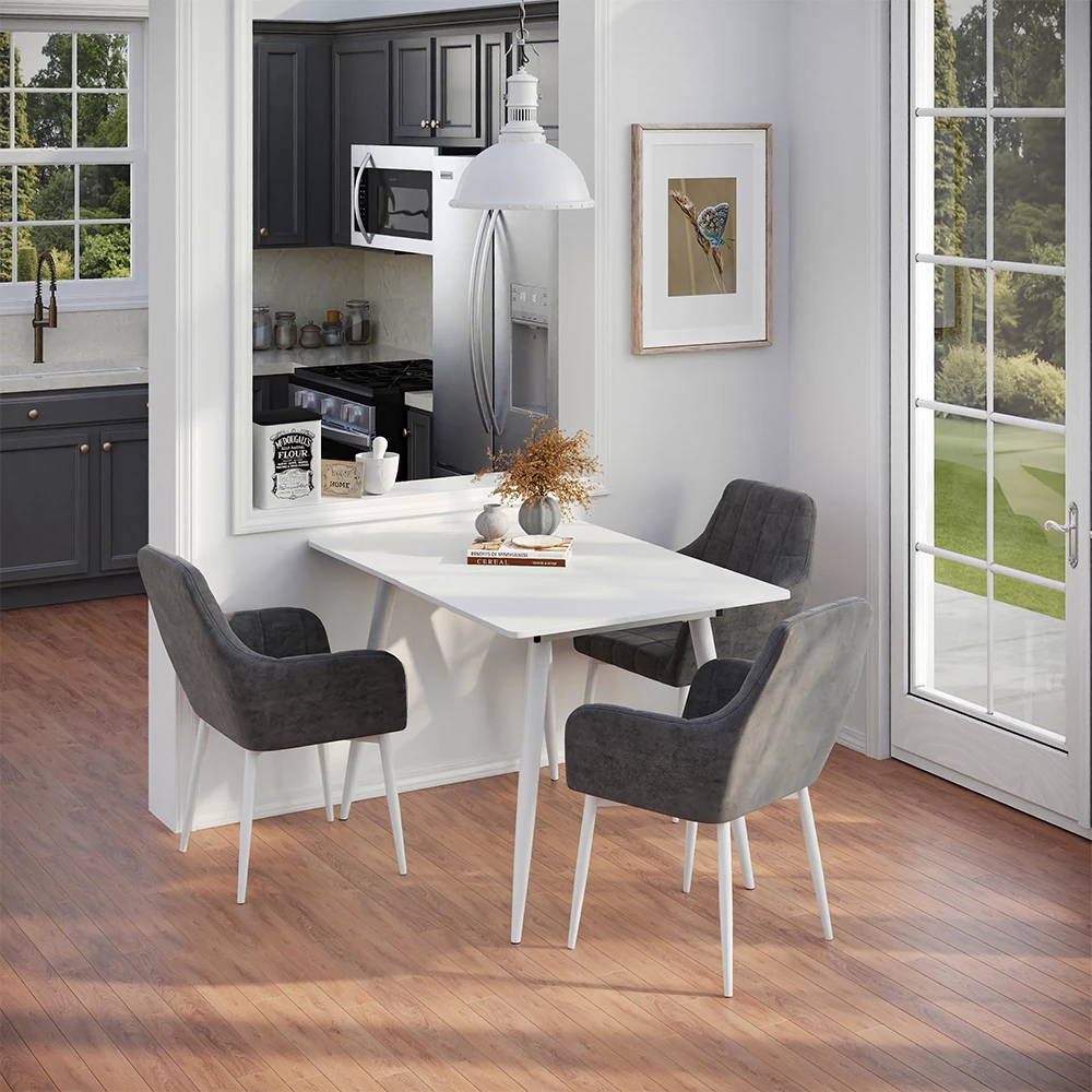 Esstisch Beaver Weiß/Weiß 120 x 80 cm ausziehbar Vicco