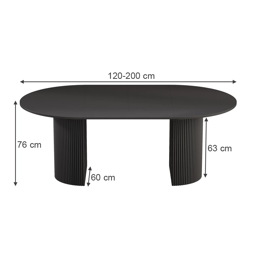Mesa de comedor en Negro sobre fondo blanco