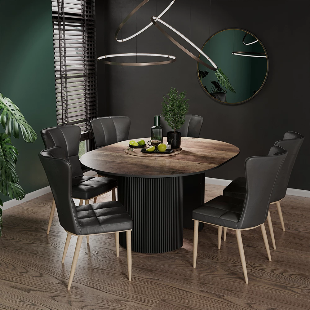 Esstisch Calero Eiche rustikal/Schwarz 120-200 x 60 cm ausziehbar Vicco | Eiche rustikal/Schwarz | Esstisch