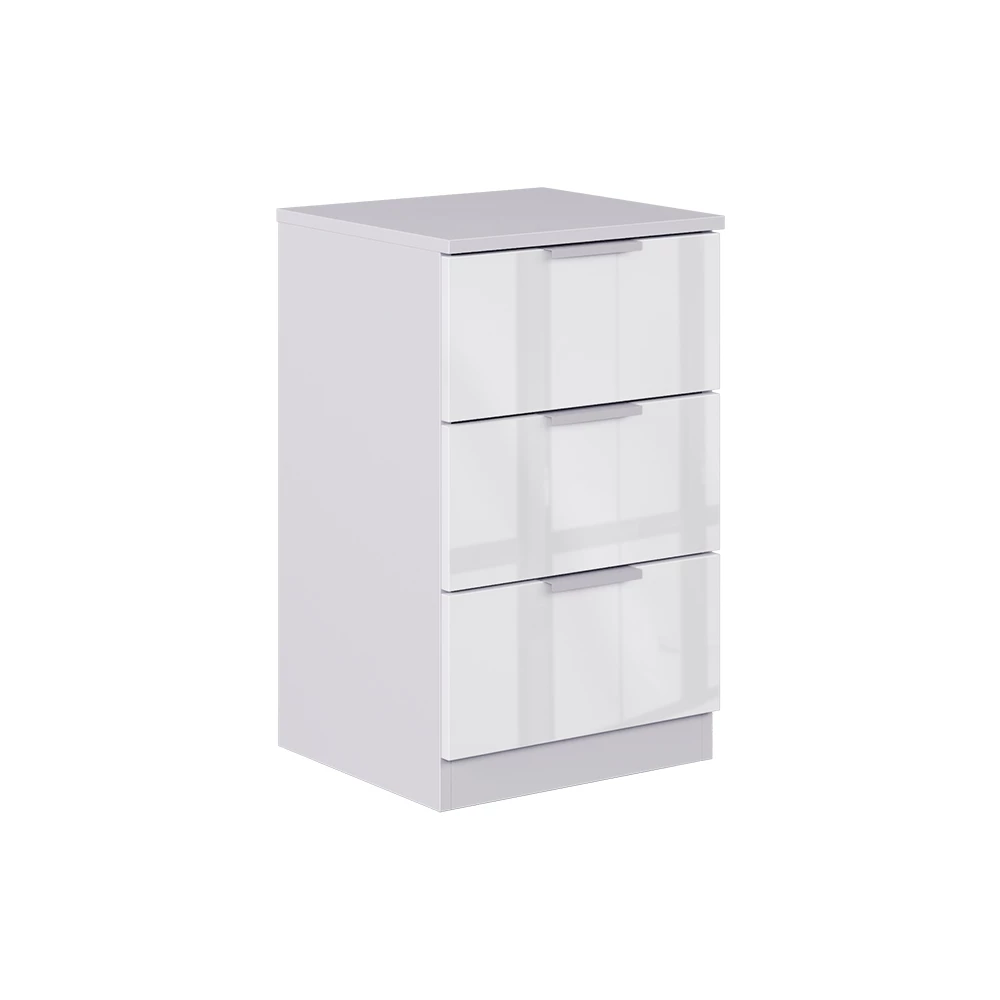 Table de chevet en Blanc Haute brillance sur fond blanc