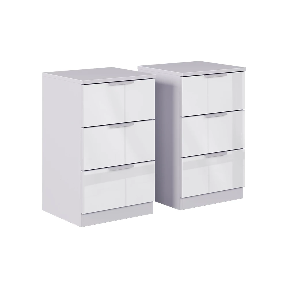 Table de nuit en Blanc Haute brillance sur fond blanc