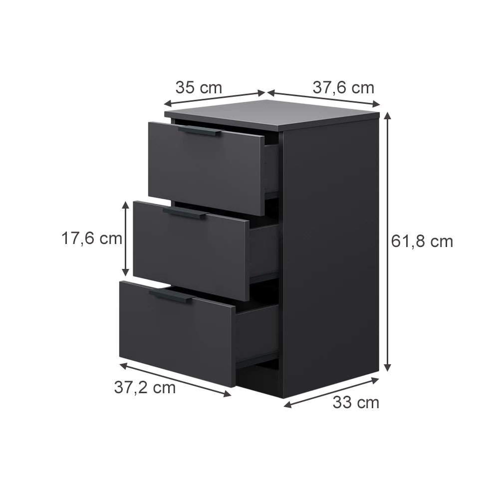 Table de nuit en Noir sur fond blanc